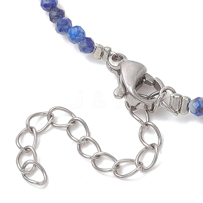 2MM Faceted Round Natural Lapis Lazuli Beaded Necklaces NJEW-JN05918-01-1