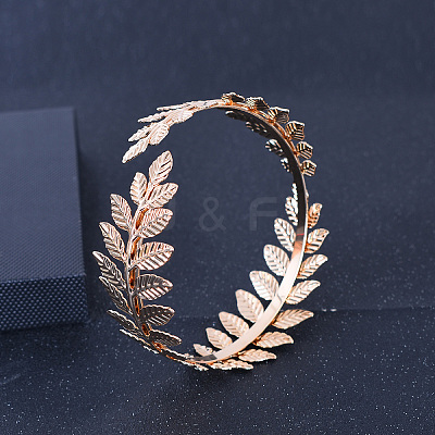 Vintage Retro Adjustable Alloy Leaf Open Cuff Bangles for Women LU8698-1