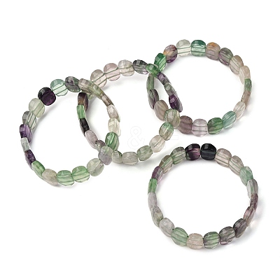 Natural Fluorite Oval Beaded Stretch Bracelet G-E010-01S-1