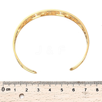 Lotus 304 Stainless Steel Open Cuff Bangle for Woman BJEW-M112-01G-1