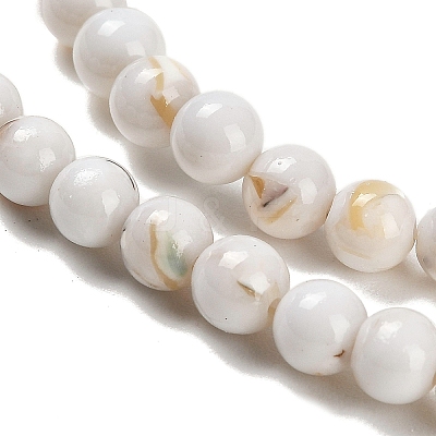 Assembled Synthetic Stone and Trochus Shell Beads Strands G-B128-08A-01-1