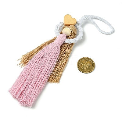 Handmade Macrame Cotton Angel Hanging Ornaments HJEW-JM02711-02-1