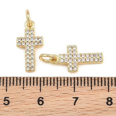Brass Micro Pave Clear Cubic Zirconia Pendants CU-CBADC6C-05G-02-1