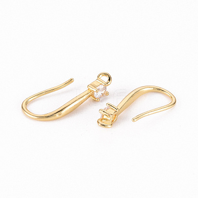 Brass Micro Pave Clear Cubic Zirconia Earring Hooks ZIRC-S068-003-NF-1