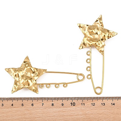 Textured Star 304 Stainless Steel Safety Pins Brooch Findings SA-CBA098D-16G-G04-1