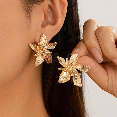 Flower Alloy Stud Earrings FS-WG95854-05-1