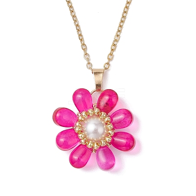 Glass & Glass Pearl Beads Pendants Necklaces for Women NJEW-MZ00106-03-1
