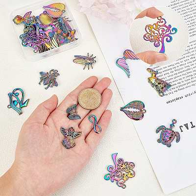 24Pcs 12 Style Plated Alloy Pendants PALLOY-PH0001-85-1