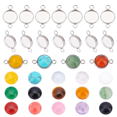 DIY Flat Round Stone Pendant Making Kit DIY-CA0003-52-1