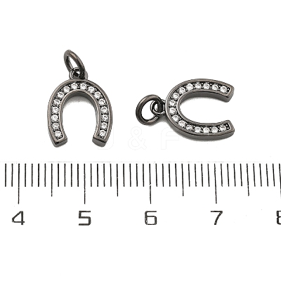 CZ Brass Micro Pave Cubic Zirconia Horse Shoe Charms ZIRC-L018-13B-1