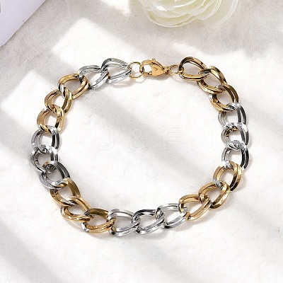 304 Stainless Steel Cuban Link Chain Bracelets for Women BJEW-D377-01C-1