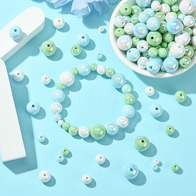 250G UV Plating Rainbow Iridescent Opaque Acrylic Beads PACR-CJ0001-38D-1
