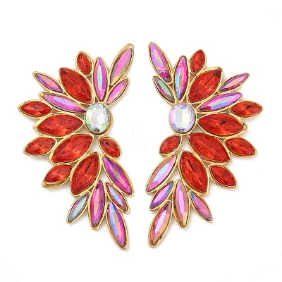 304 Stainless Steel Glass Stud Earrings for Women EJEW-M095-10G-02-1