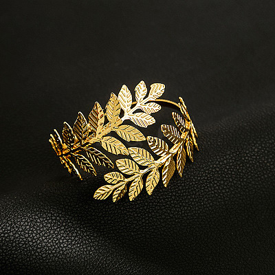 Leaf Alloy Arm Cuff Bangles for Women FS-WG391C2-01-1