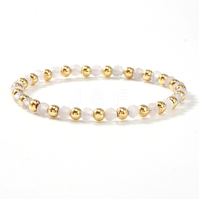 Natural White Jade Beaded Stretch Bracelets TU5709-14-1