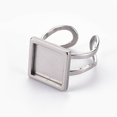 Tarnish Resistant 201 Stainless Steel Cuff Pad Ring Settings STAS-S080-041B-P-1