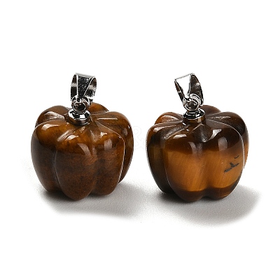 Natural Mixed Gemstone Pumpkin Charms G-K338-27P-1