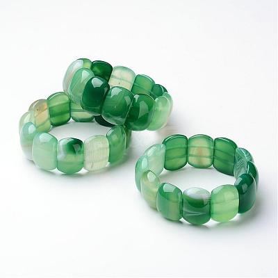 Natural Agate Beaded Stretch Bracelets BJEW-G501-07-1