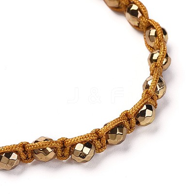 Non-magnetic Synthetic Hematite Braided Beads Bracelets BJEW-JB04312-1