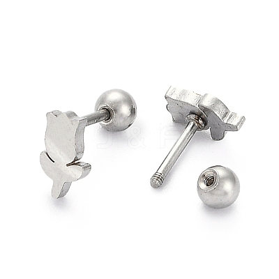 Tarnish Resistant 201 Stainless Steel Barbell Cartilage Earrings EJEW-R147-39-1