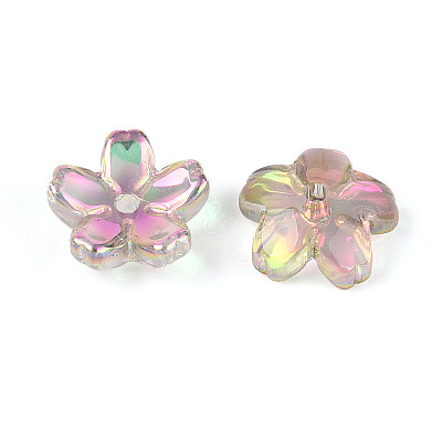 Transparent Electroplate Glass Bead Caps EGLA-N015-01D-1