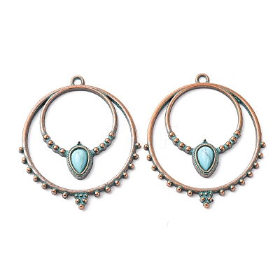 Alloy with Synthetic Turquoise Pendants FIND-B055-01D-1