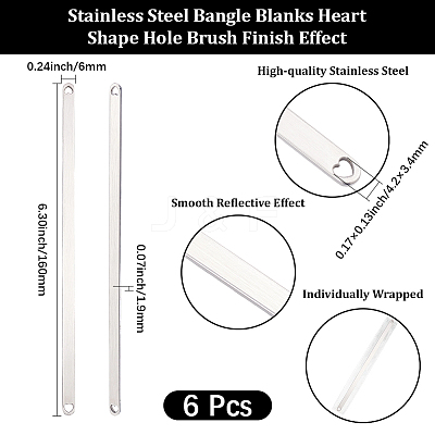 6Pcs Stainless Steel Blank Cuff Bangles MAK-BBC0001-32P-1