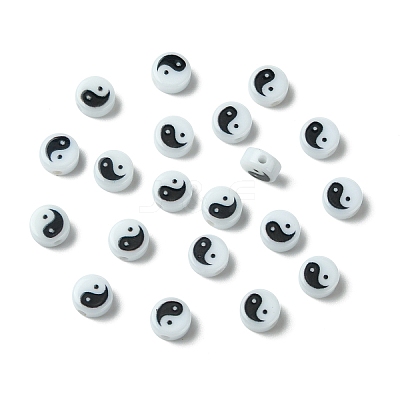 20Pcs Printed Opaque Acrylic Beads SACR-YW0001-96A-1
