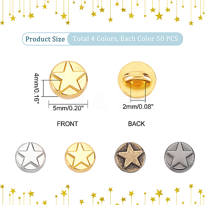200Pcs 4 Colors Alloy Shank Buttons DIY-PH0008-71-1