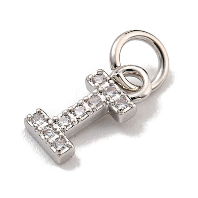 Initial Letter Brass with Cubic Zirconia Charms KK-Q814-26I-P-1