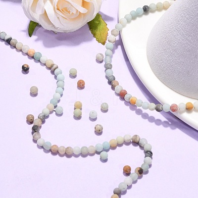 Natural Flower Amazonite Beads Strands G-G692-01F-4mm-1