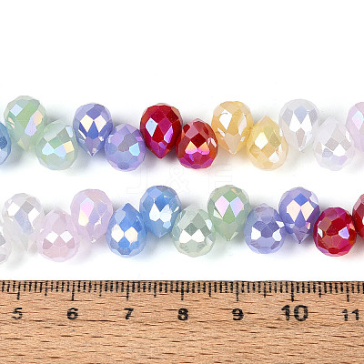 Mixed Styles Electroplate Imitation Jade/Opaque Glass Beads Strands EGLA-N025-01B-C01-1
