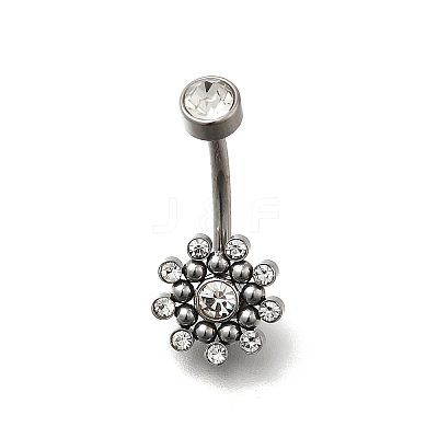 304 Stainless Steel Clear Cubic Zirconia Curved Barbell Belly Button Rings AJEW-D306-03P-01-1