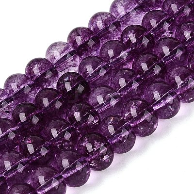 Crackle Transparent Glass Beads Strands GLAA-N074-02B-12-1