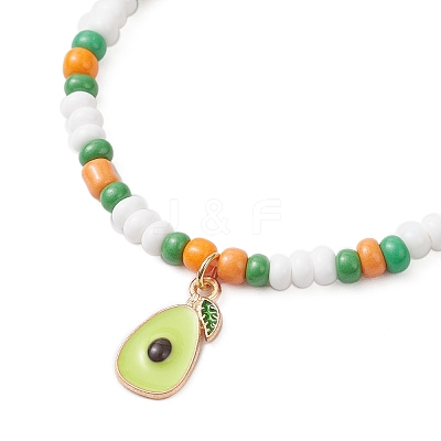 9Pcs Fruit Theme Alloy Enamel Charm Bracelets BJEW-MZ00206-04-1