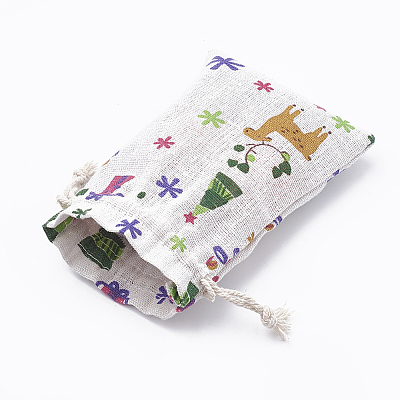 Polycotton(Polyester Cotton) Packing Pouches Drawstring Bags X-ABAG-T006-A02-1