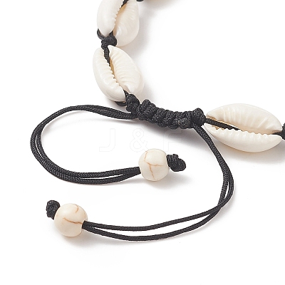 Natural Cowrie Shell Braided Beaded Anklets AJEW-AN00516-02-1