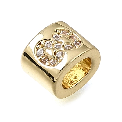 Brass Micro Pave Clear Cubic Zirconia Beads CU-CBAA19F-01G-I-1
