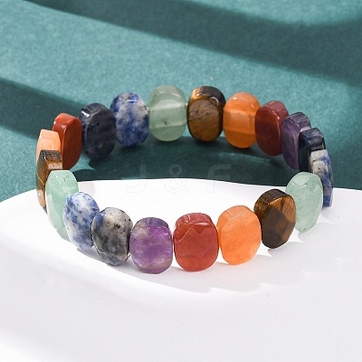 Chakra Natural Mixed Gemstone Faceted Beaded Stretch Bracelets for Women BJEW-K251-07K-1