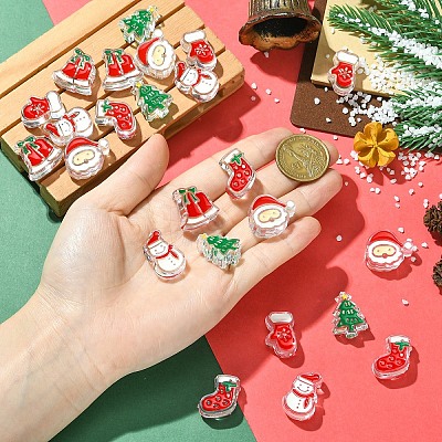 24Pcs 6 Styles Christmas Decorations Theme Opaque Acrylic Bead OACR-YW0004-09-1