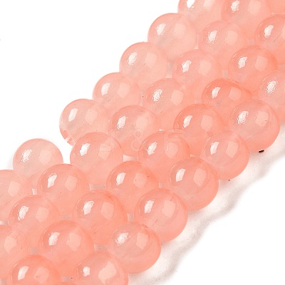 Baking Paint Imitation Jade Glass Round Bead Strands X-DGLA-Q021-8mm-03-1