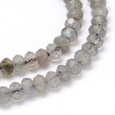 Natural Labradorite Rondelle Bead Strands G-O095-05-A-1