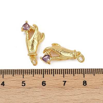 Brass Micro Pave Cubic Zirconia Pendants KK-C093-01B-G-1