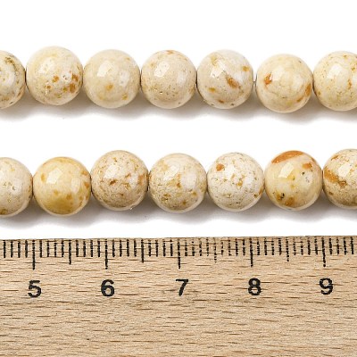 Natural Dyed Marble Beads Strands G-P593-8mm-06-1