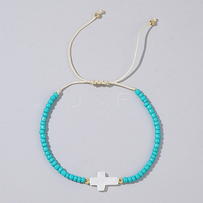 Glass Seed Beads & Brass Braided Beaded Bracelets TV0952-5-1