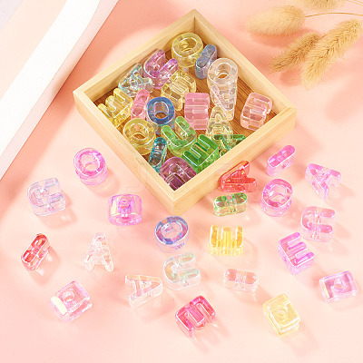 40Pcs 5 Colors UV Plating Transparent Acrylic European Beads OACR-TA0005-05-1