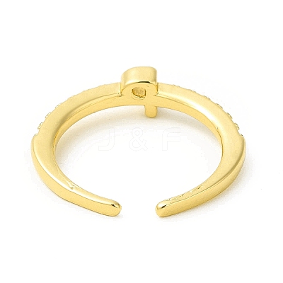 Clear Cubic Zirconia Initial Letter Open Cuff Ring RJEW-H120-09G-P-1