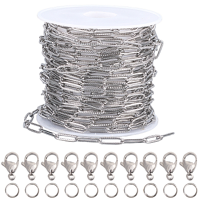 DIY 304 Stainless Steel Paperclip Chains Necklaces/Bracelets Making Kits DIY-SC0029-34-1