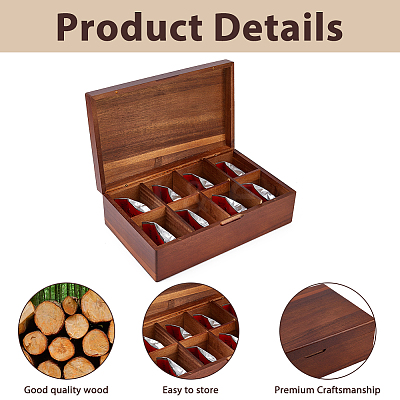 8 Grids Wooden drawer-Style Storage Boxes for Tea Bag CON-WH0088-48B-1