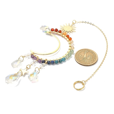 Chakra Gemstone Beads Pendant Decorations HJEW-JM01152-03-1